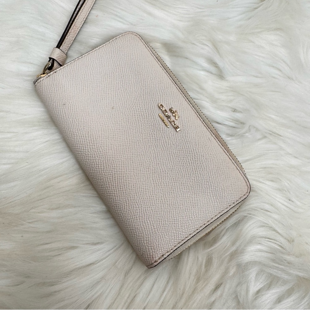 Coach Light Beige Wristlet Clutch
